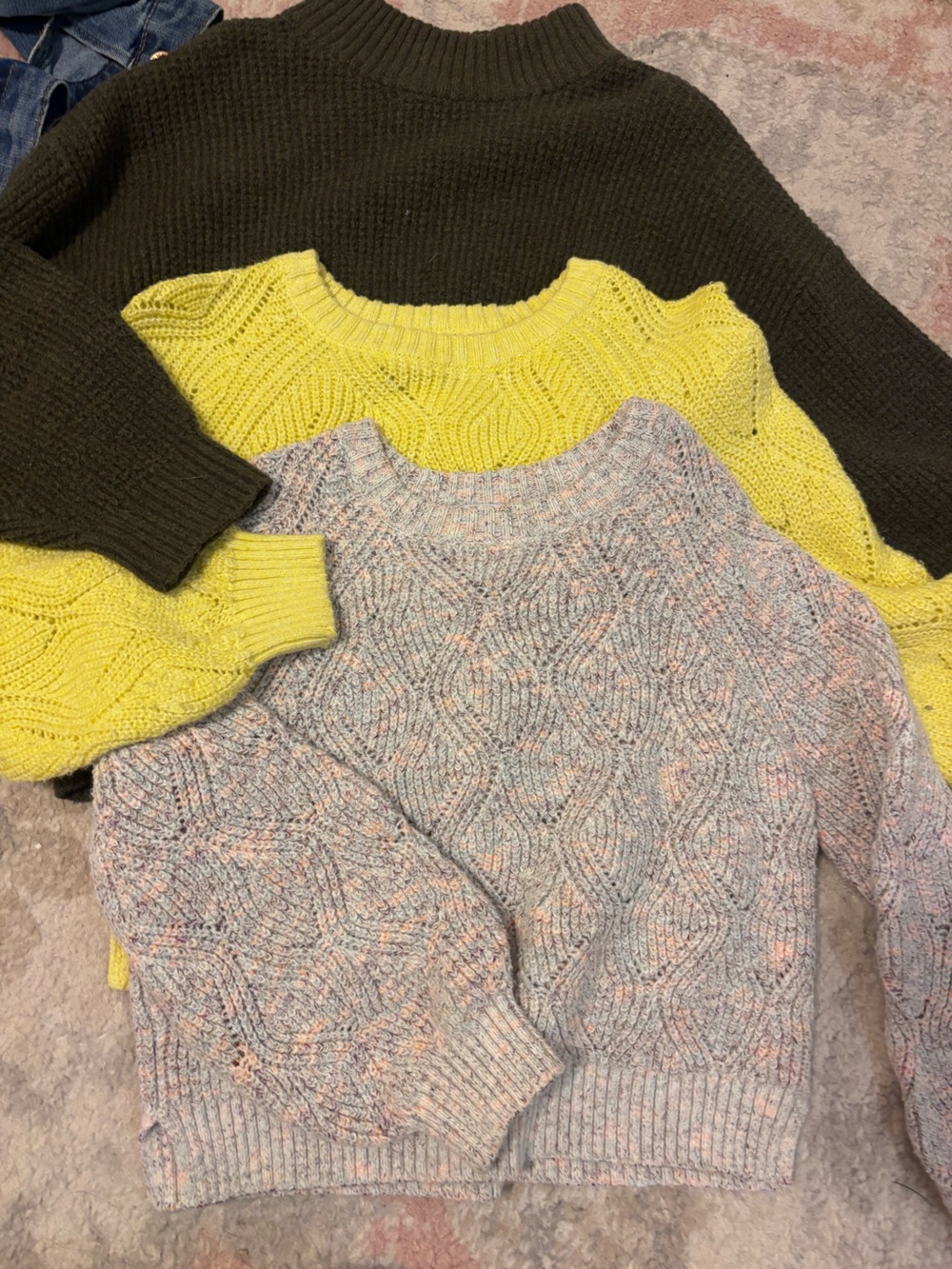 Lot of 3 sweaters and denim jacket